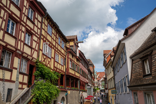 view of the historic Steigstrasse Street in the old town of Meersburg in southern Germany