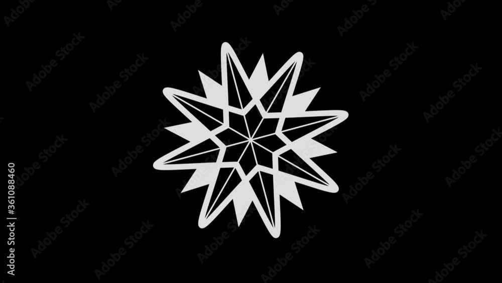 Graphic object in black and white with stroboscopic and hypnotic effect, which rotates clockwise decreasing the size from full screen to disappearing in the center, in 16: 9 video format Graphic object in black and white with stroboscopic and hypnotic effect, which rotates clockwise decreasing the size from full screen to disappearing in the center, in 16: 9 video format