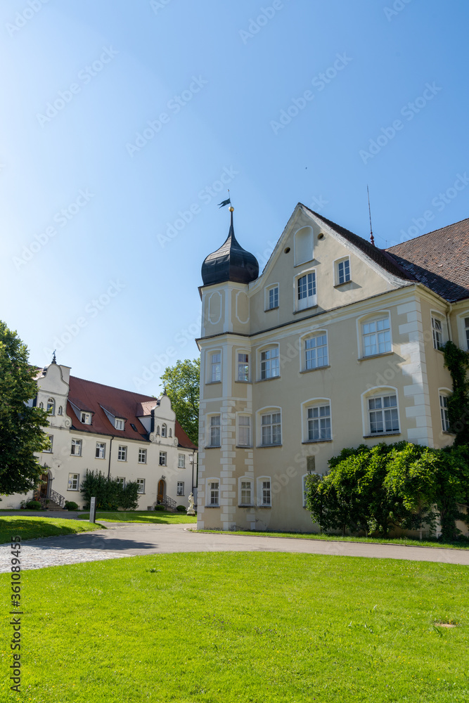 view of the historic castle and castle grounds in Isny in southern Germany view of the historic castle and castle grounds in Isny in southern Germany