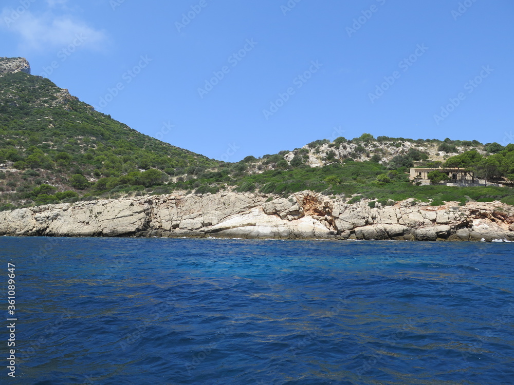 the view of the island Sa Dragonera from the boat, Mallorca, Spain, in the month of June