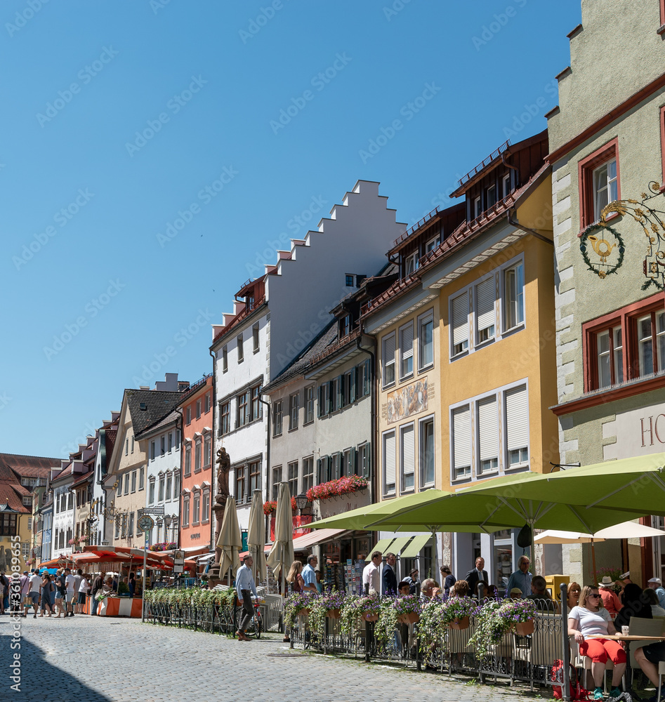 view of the historic old town of Wangen in the Allgau with  ist many landmarks and buildings