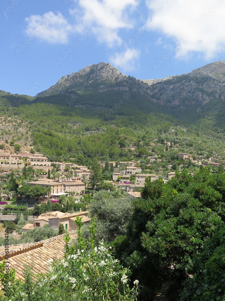 the view from the iglesia parroquial in Deia, Tramuntana Mountains, Mallorca, Spain, in the month of June