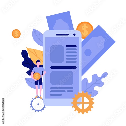 Vector flat man with kanban scrum agile board