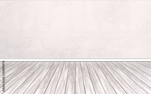 empty room with rose-colored wall and wooden floor - 3D-illustration