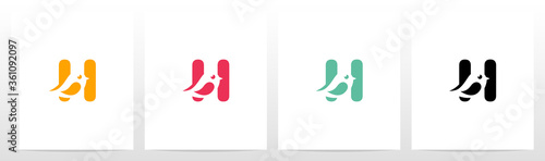 Cute Bird On Letter Logo Design H