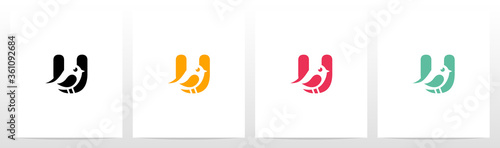 Cute Bird On Letter Logo Design U