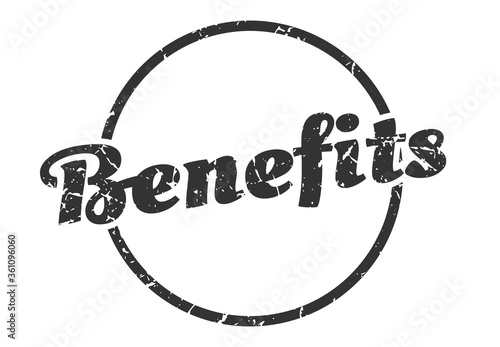 benefits sign. benefits round vintage grunge stamp. benefits