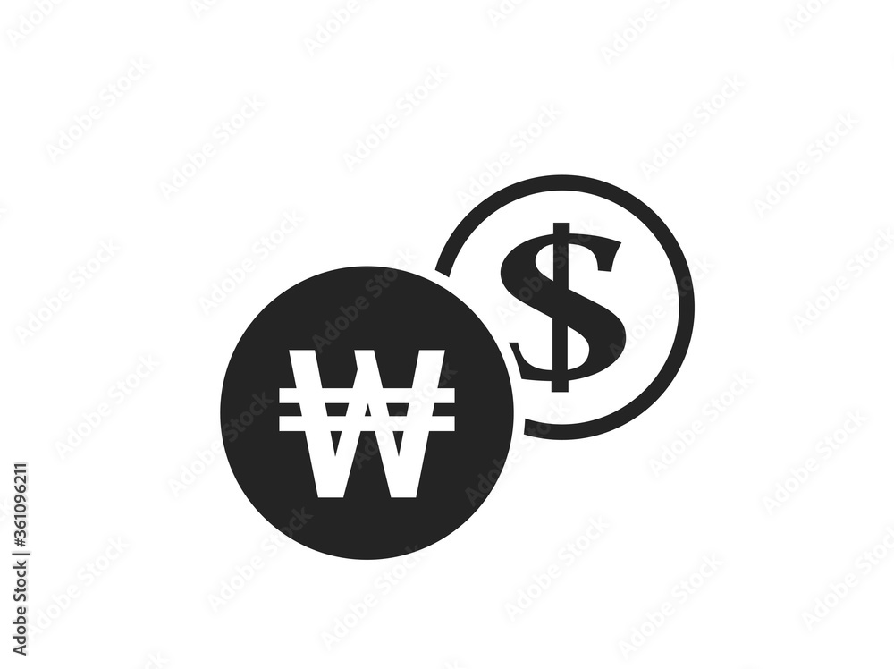 korean won to dollar currency exchange icon korean won to dollar currency exchange icon