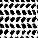 Herringbone brush strokes vector seamless pattern. Chevron texture or wallpaper. Grunge black geometric pattern, hand drawn tribal vector background. Graphic brush strokes zig zag ink illustration.