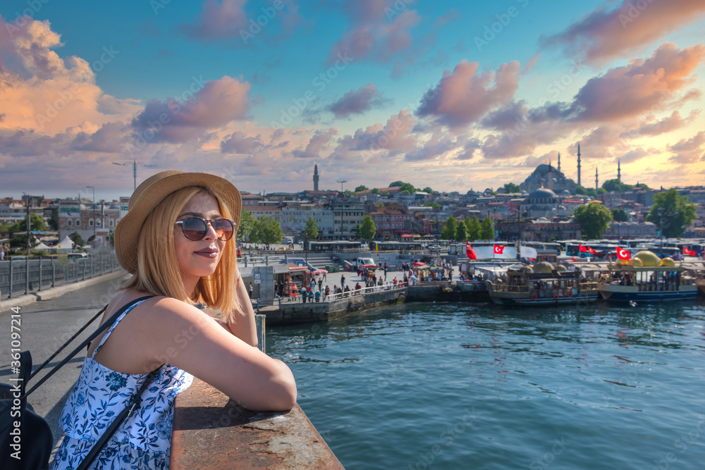 Portrait of a beautiful traveler in Istanbul,Turkey