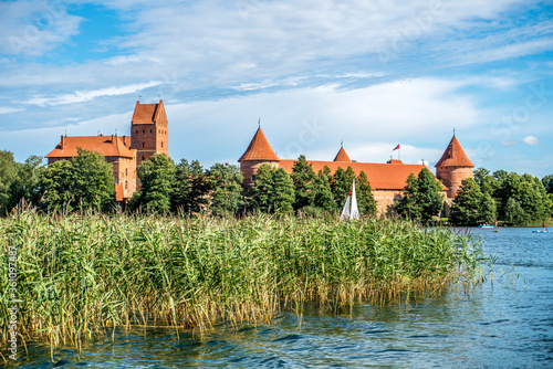 Trakai island castle at the lake
