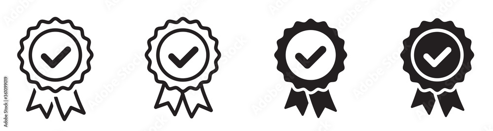 © Comauthor - Approved or certified medal icon. Certified badge. Approval check symbol collection - stock vector.