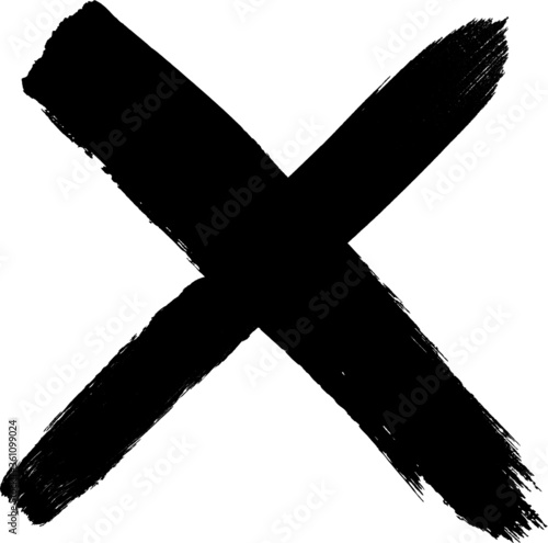 X Marks .Two Crossed Vector Brush Strokes. Rejected sign in grunge style.