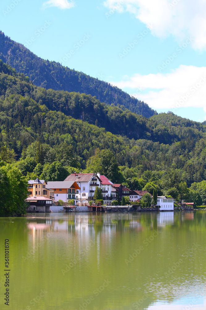 Lake Kochel on the edge of the Bavarian Alps  south of Munich (Bavaria, Germany)