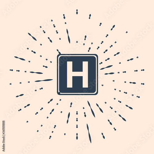 Black Hospital sign icon isolated on beige background. Abstract circle random dots. Vector Illustration.