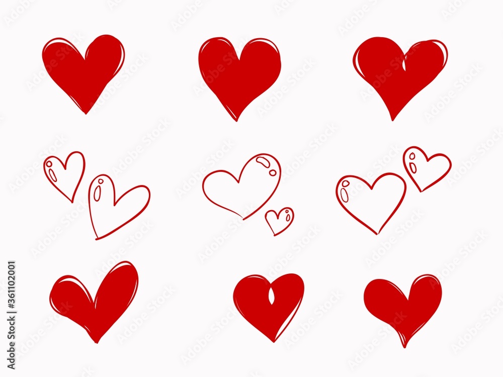 simple isolated red hand drawn heart symbols element for decorating background, wallpaper, texture, banner, label etc. in romantic time. vector design. simple isolated red hand drawn heart symbols element for decorating background, wallpaper, texture, banner, label etc. in romantic time. vector design.