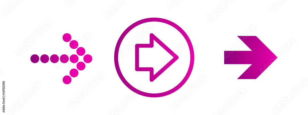 purple right arrows set. Flat icon isolated on white. Continue icon. purple right arrows set. Flat icon isolated on white. Continue icon.