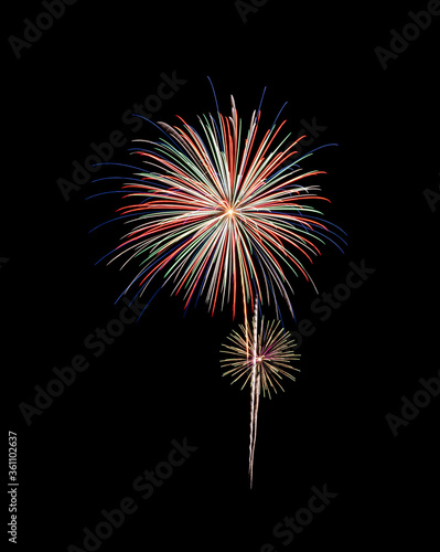 Colorful fireworks display on night sky.