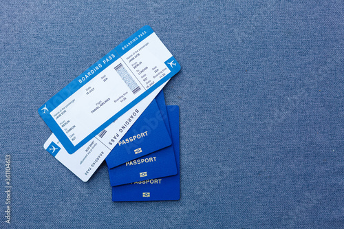 Macro shot of passport and boarding pass