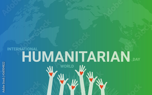 People crowd raise hands. Charity work. World Humanitarian Day vector illustration