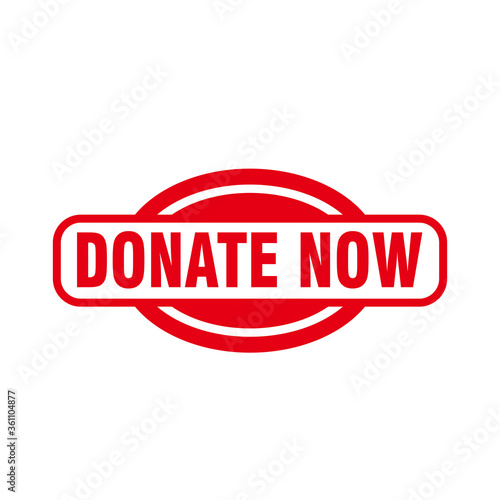 Simple flat red oval stamp with text donate now illustration template vector