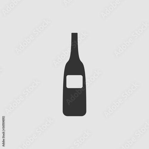 Wine bottle icon flat