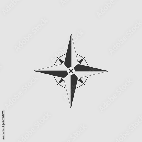 Compass, windrose icon flat