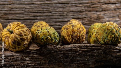 Ripe and yellow natural araticum (Annona crassiflora) fruits