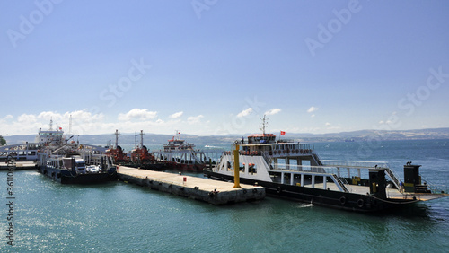 Canakkale  Turkey - June 24  2014 - Car ferry in the Dardanelles   