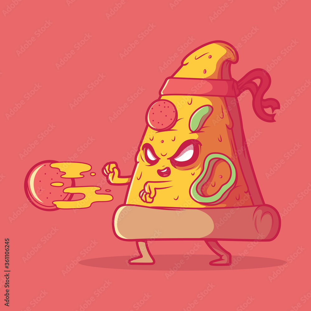 pizza character vector illustration. Video Game, fast food, sports design  concept Векторный объект Stock | Adobe Stock