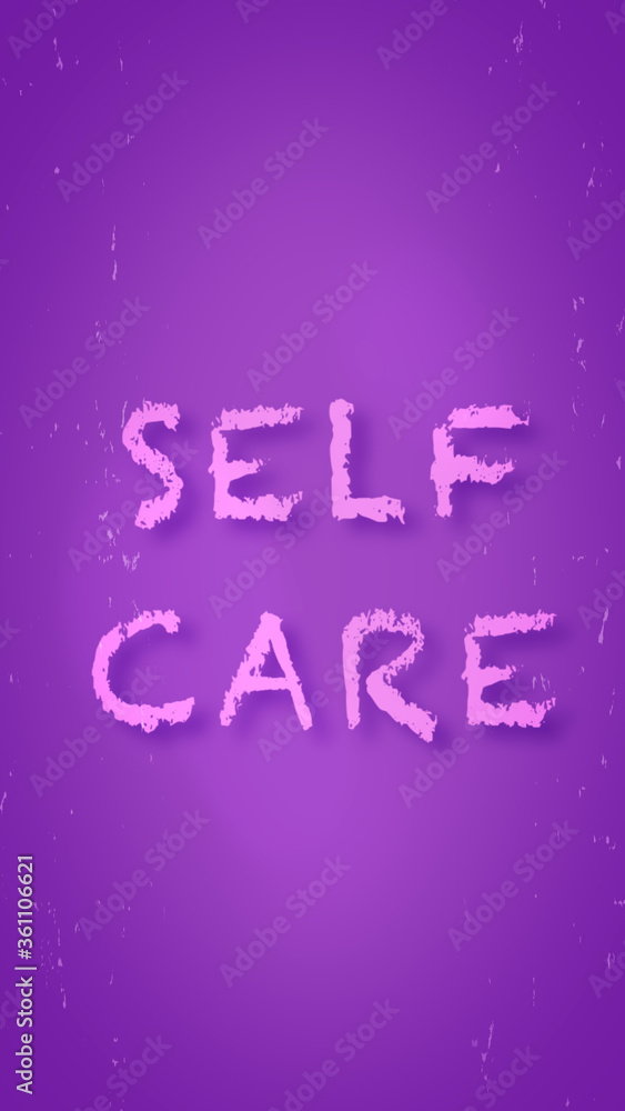 Purple Phone Wallpaper with ’Self Care’ quote