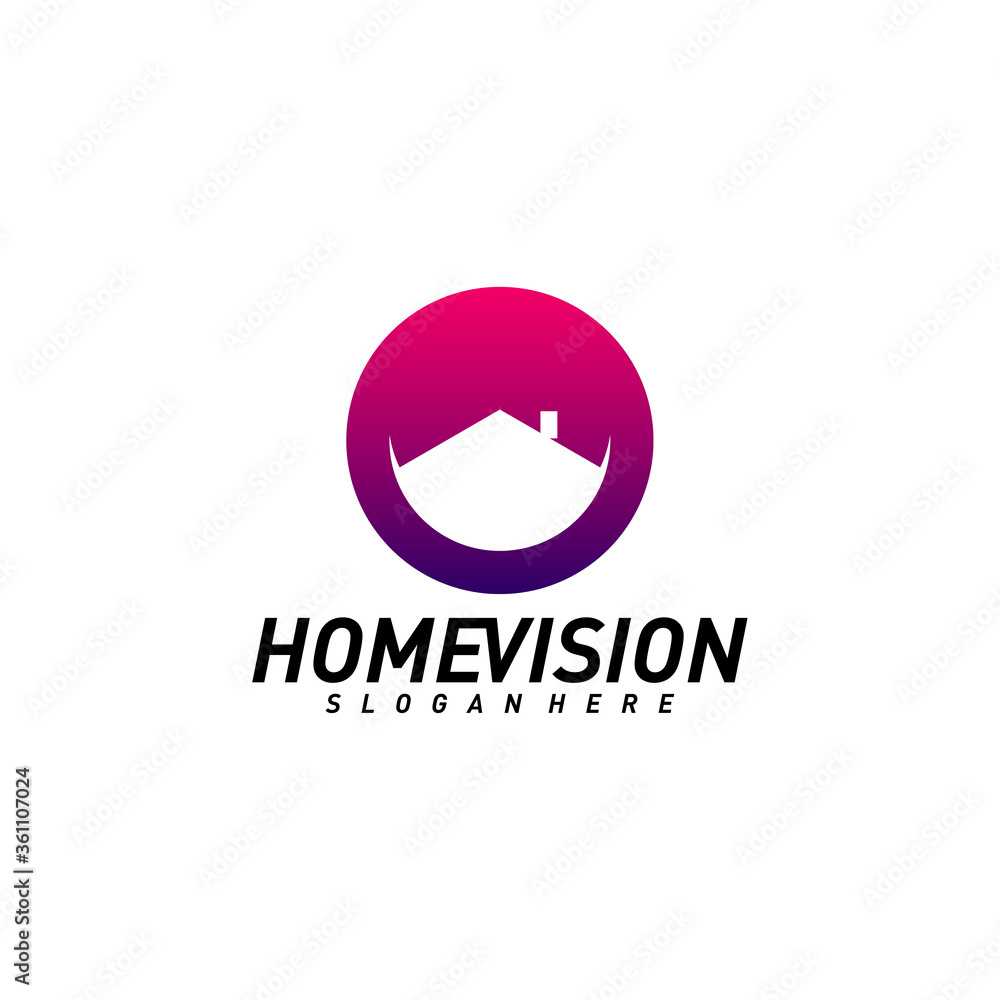 Home vision creative design logo vector concept. Eye house logo template. Icon symbol