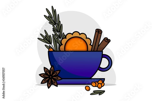 tea with sea buckthorn and rosemary