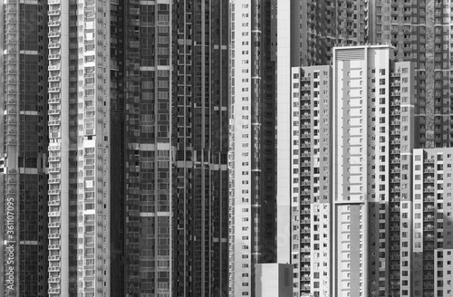 Photography exterior of high rise residential building in Hong Kong city