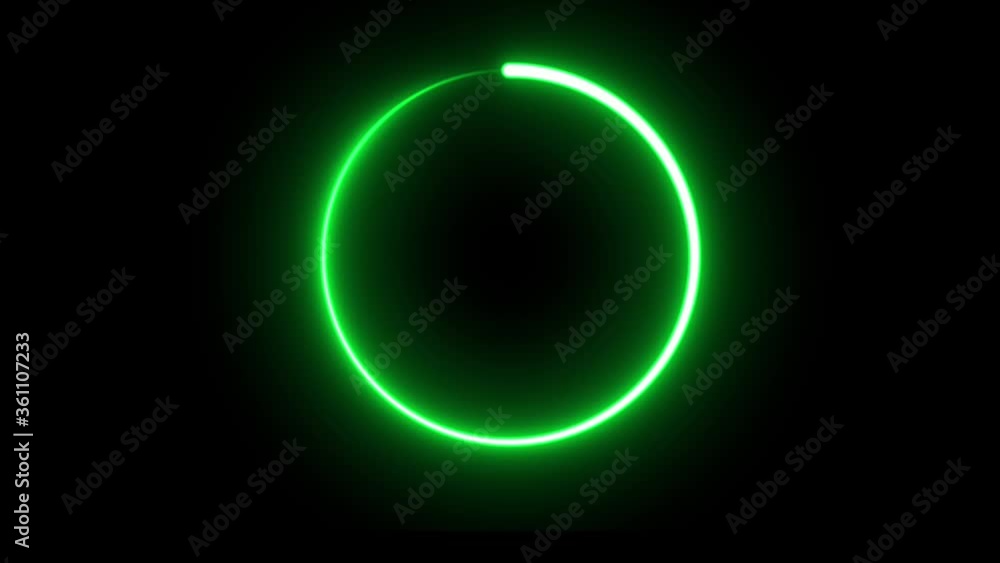 Motion Graphics Animation with Colorful Neon Bright Glowing Circle Isolated on Black Background. Looped Motion Design.