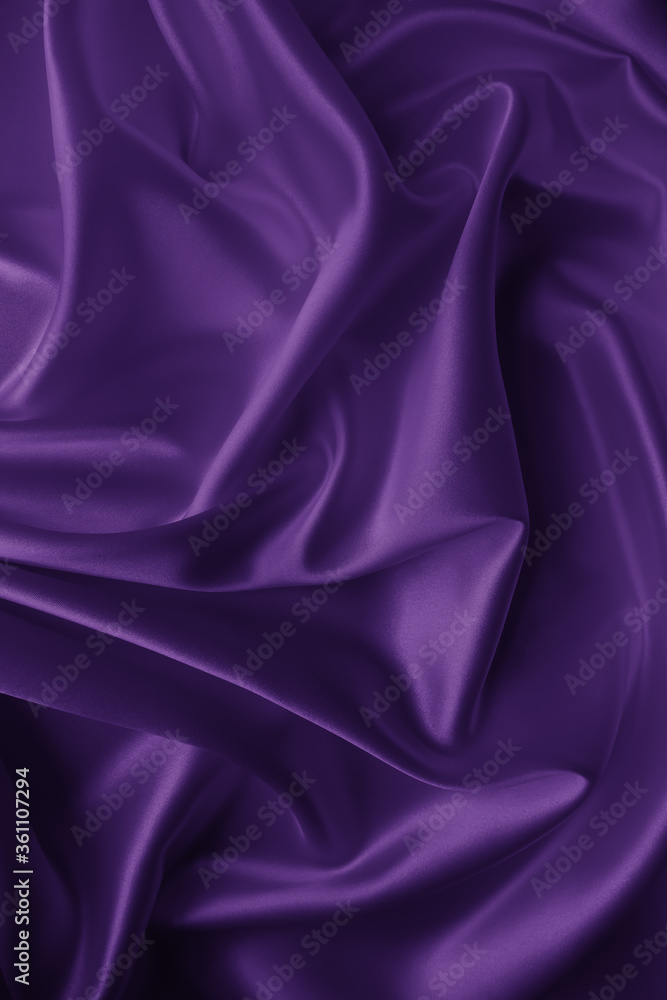 Fototapeta premium Beautiful smooth elegant wavy violet purple satin silk luxury cloth fabric texture, abstract background design. Card or banner.