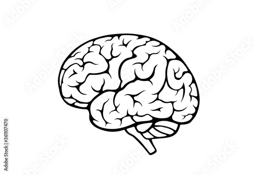 human brain icon. side view. isolated vector mind sign