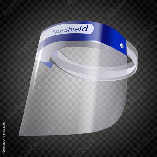 3d realistic vector face shield mack protector. Transparent background.