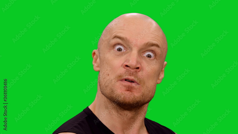 Close up of furious angry man face while shouting in rage on green screen  background, Chroma key Stock Photo | Adobe Stock