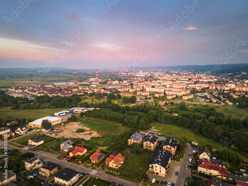 Sunset over the city of Reda photo