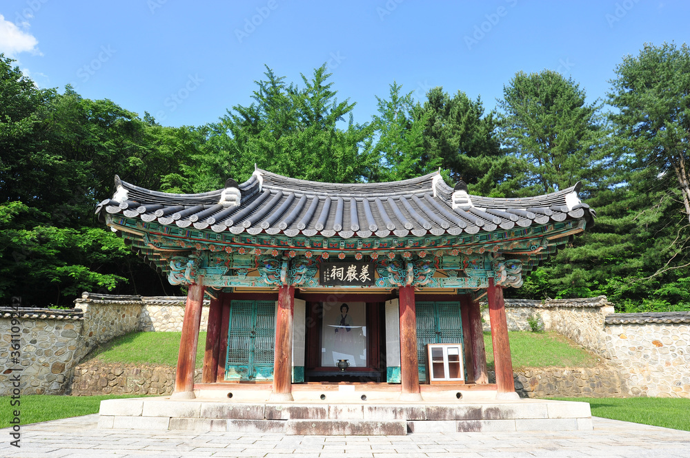Nongae Shrine in Jangsu-gun, South Korea.