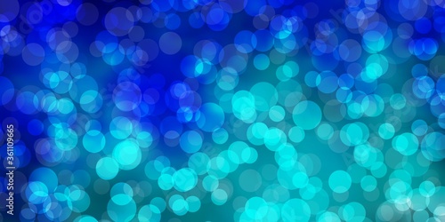 Light BLUE vector backdrop with circles. Glitter abstract illustration with colorful drops. Pattern for wallpapers, curtains.