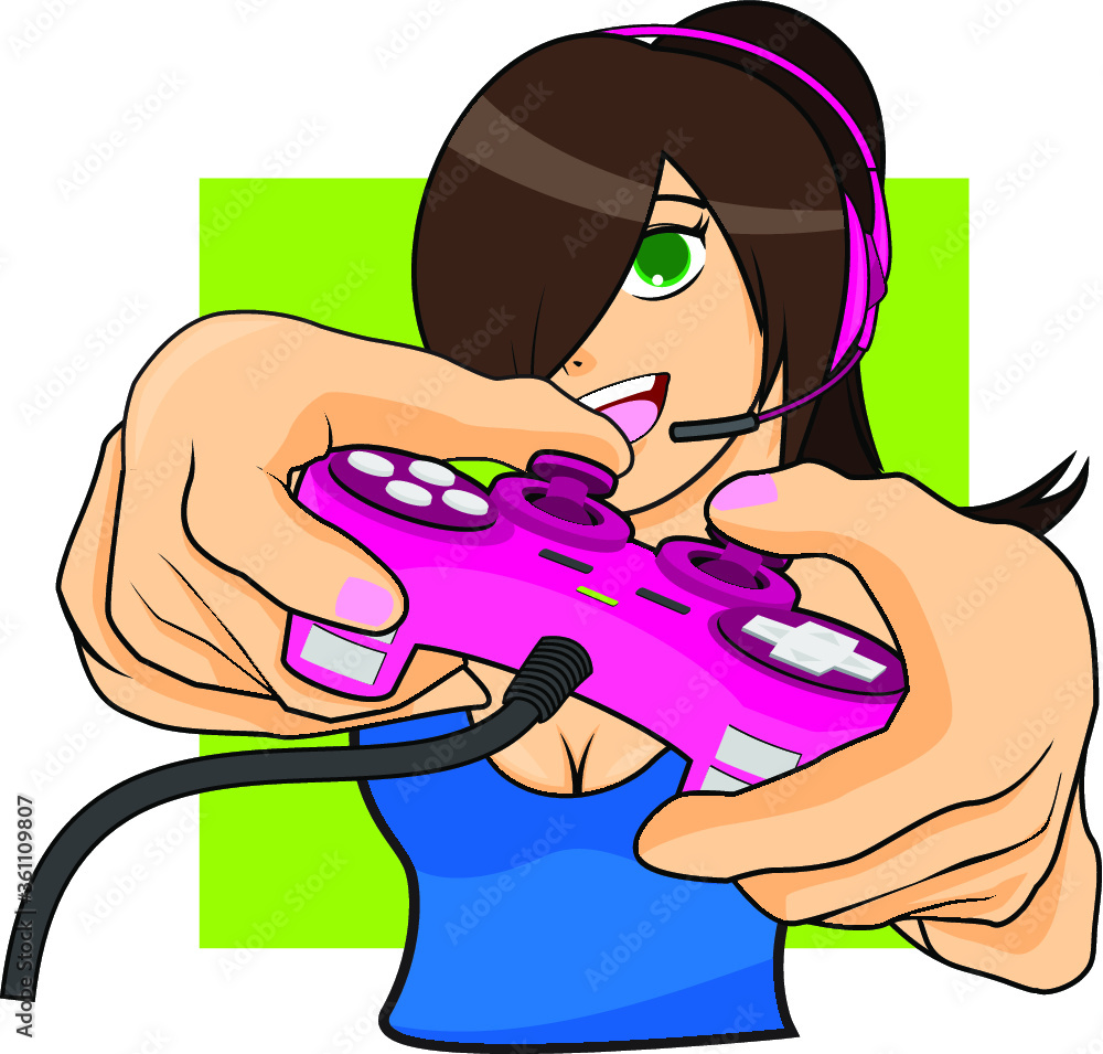 Fototapeta premium Gamer Girl - Vector Illustration
