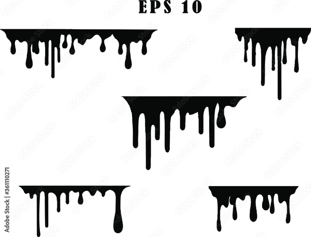 Black dripping ink painted oil drips liquid drops art messy paint