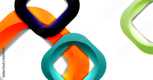 Square geometric vector abstract background, dynamic modern minimal template. Multicolored square shapes with round corners overlapping each other