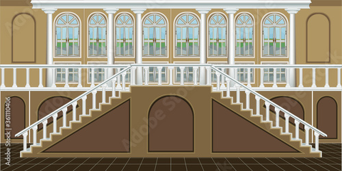 interior of a large living room or hall in a castle or mansion