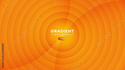 Abstract orange circle background. Trendy simple fluid color gradient with lines effect. Circle shape overlap layer simple background.