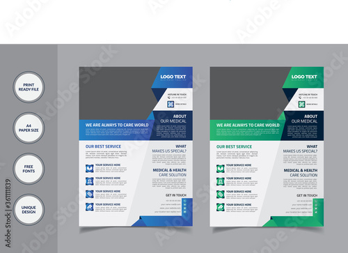 COVID 19 Corona Virus ,Medical flyer Design Template and Health care and hospital service