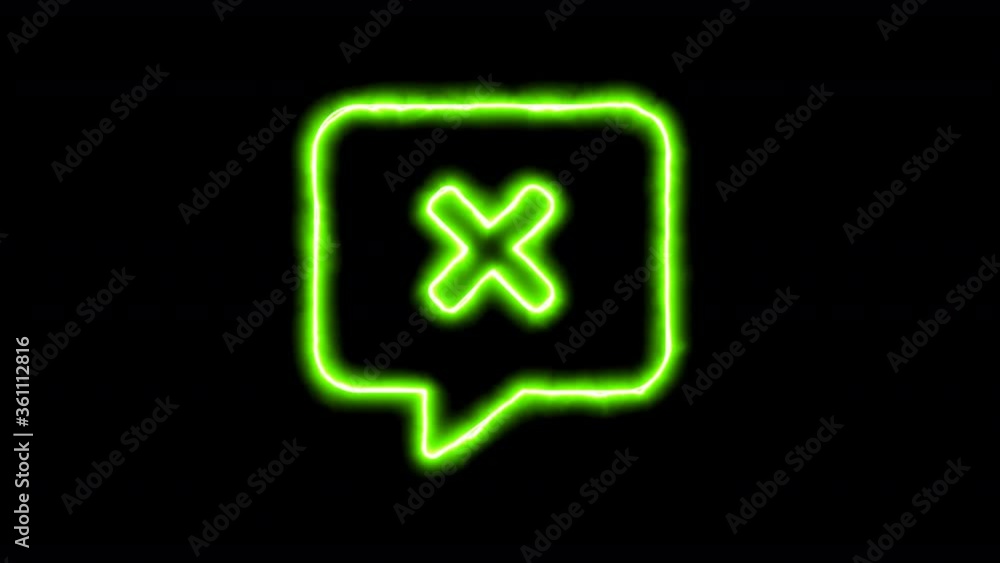 The appearance of the green neon symbol comment times. Flicker, In - Out. Alpha channel Premultiplied - Matted with color black The appearance of the green neon symbol comment times. Flicker, In - Out. Alpha channel Premultiplied - Matted with color black