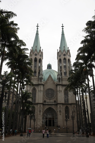 Sao Paulo See Metropolitan Cathedral and ground zero of the city  Brazil.